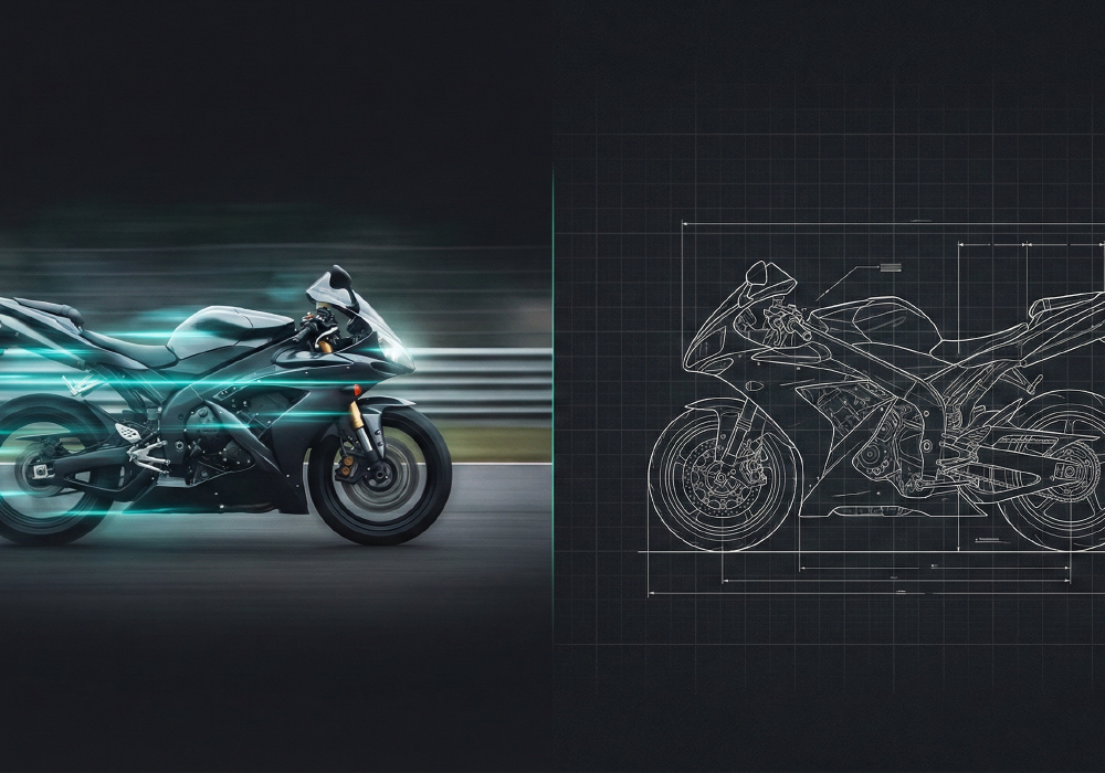Motorcycle illustrating speed and technical debt